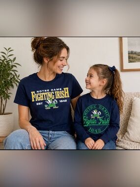 Notre Dame Fighting Irish Matching Shirts Women’s Large Girls Large Set Navy NWT